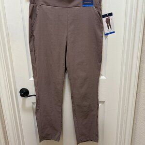 Modern Ambition Women's High Rise Travel Pant Size L Brown Elastic Waistband NEW